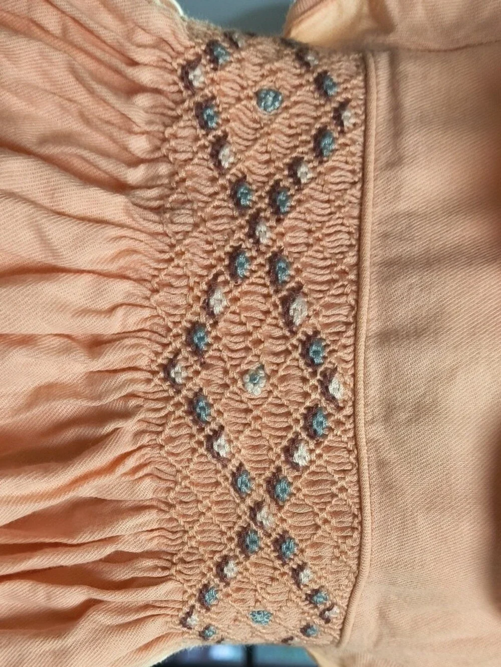 Girls Pink Smocked Cotton Dress with Peter Pan Collar Sz 18mn EUC.